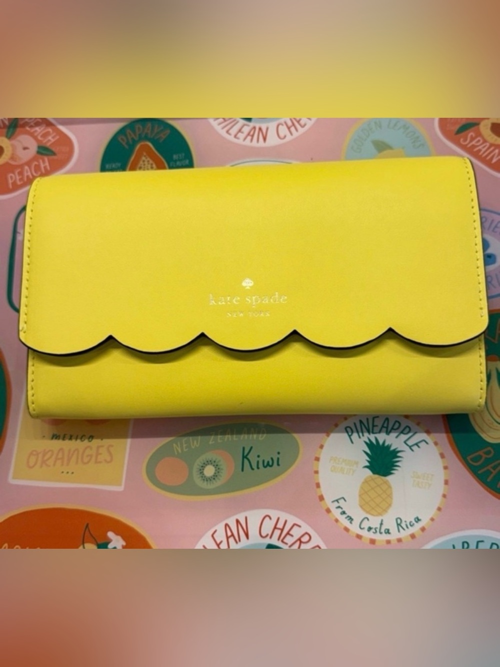 BNWOT Kate Spade Lemon Yellow Wallet on Chain Scalloped Edge Crossbody Clutch